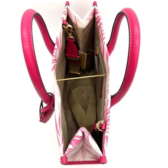 Michael Kors Medium Mirella Tote Bag & Medium Bifold Zip Chain Wallet Pink/Gold